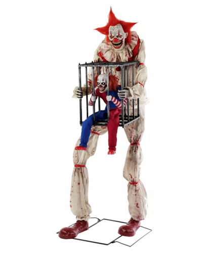 Clown mit Käfig, darin ein Clown [220cm]