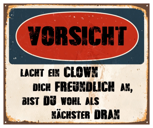 Schild &quote;Vorsicht CLOWN&quote; 42x35cm
