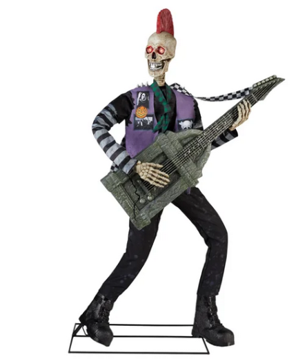 Skelett Punk Rocker mit Sarg-Guitarre [182cm]
