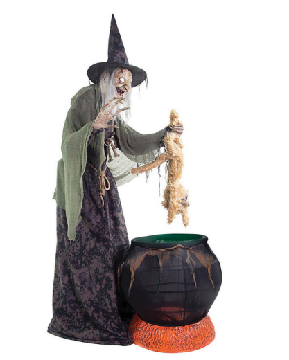 Hexe mit Katze & Kessel [190cm]