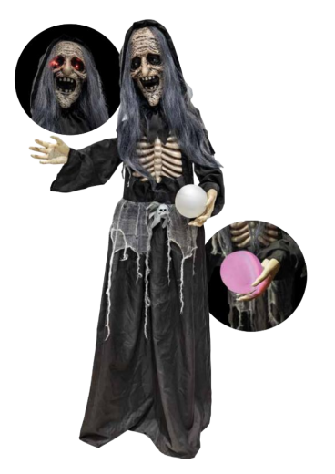 Hexe mit leuchtender Kugel [176cm]