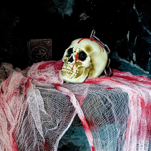 Skelett Kopf mit Kette [40cm]