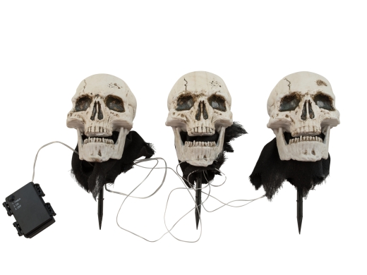 Totenköpfe mit Erdspieß, 3er-Set, 29cm
