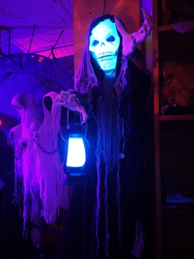 Hängefigur Geist &quote;Blue&quote; mit Laterne [180cm]
