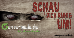 Bauzaun Banner mit Augen "Schau dich um"