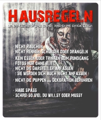 Schild "Hausregeln Zombie" 35x42cm